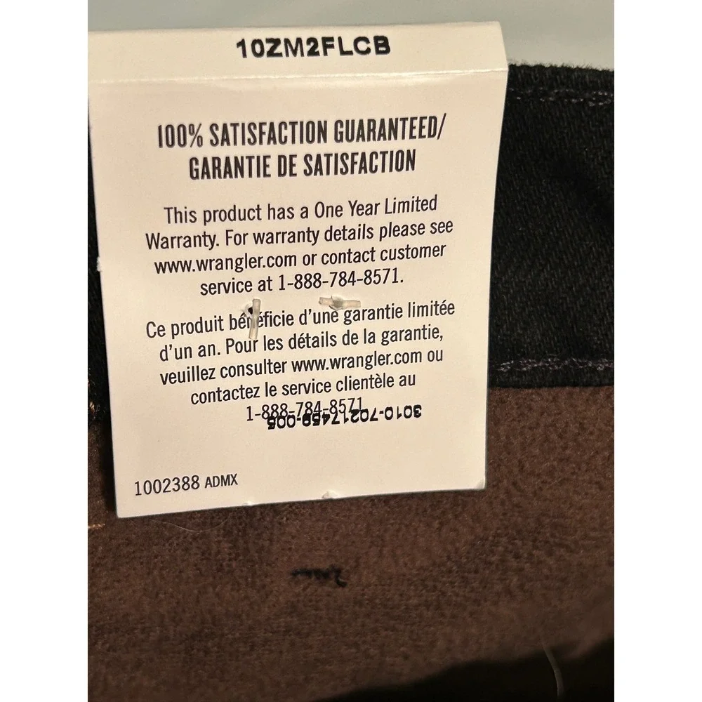 Wrangler‎ Authentics Mens Fleece Lined Jeans Black Straight Leg 34x32 10ZM2FLCB